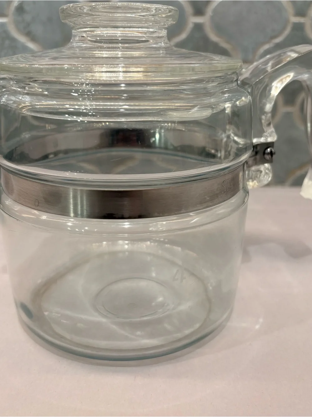 Vintage Pyrex 4-Cup Glass Coffee Carafe Replacement Stainless Band 7754